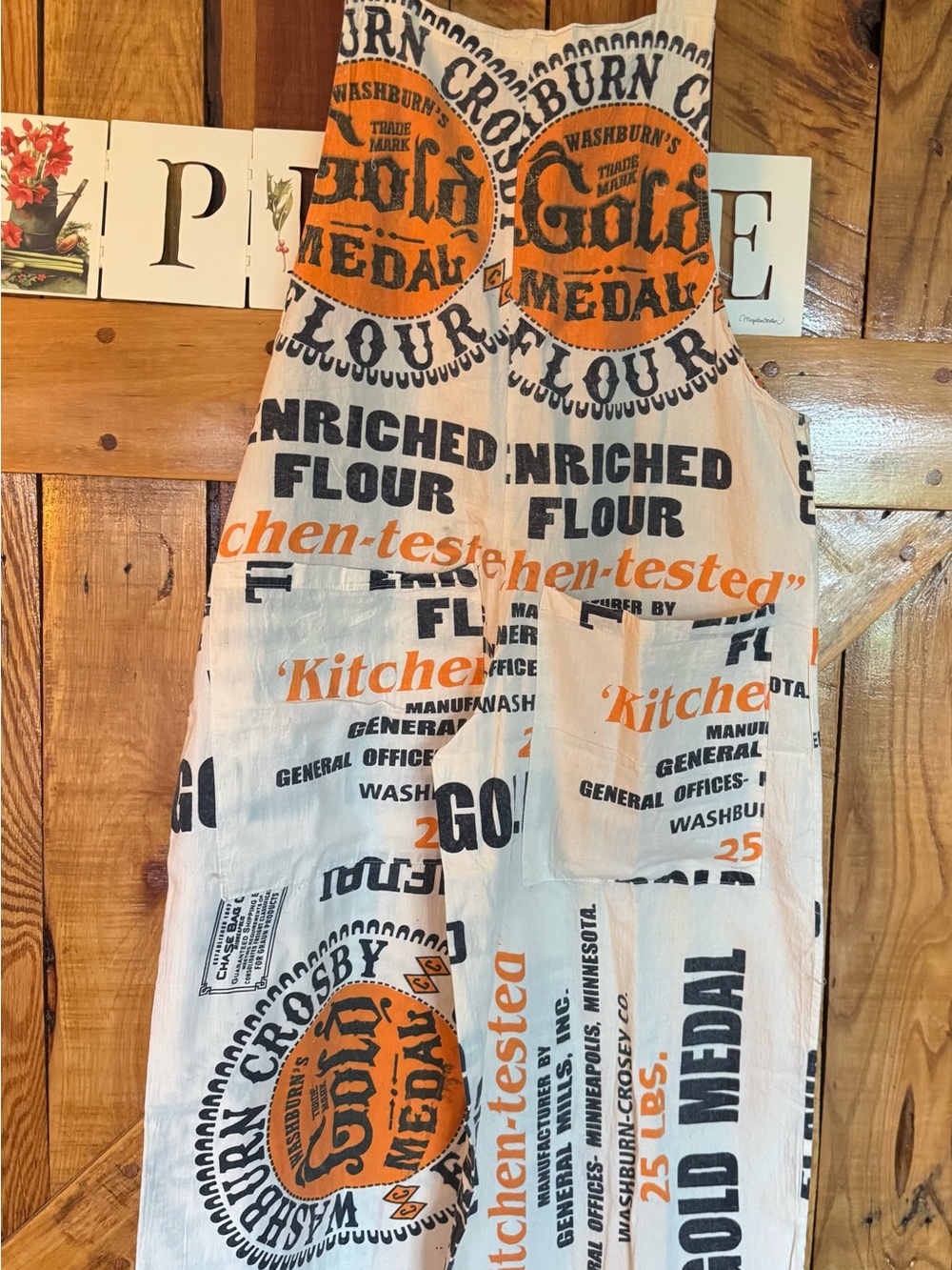 Grain Sack Overalls Graphic Gold -Medal Flour - Picture 3 of 3